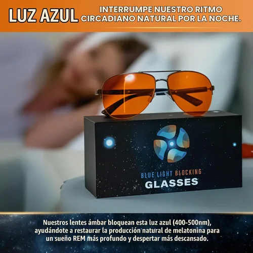 Vista 8 de Blue Light Blocking Glasses Amber Lenses For Eyestrain Relief, Better Sleep, Computer Screen Blockers