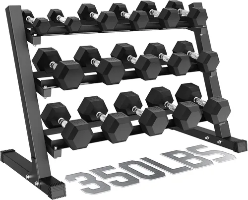 Vista 11 de Dumbbell Sets with Rack, Rubber Hex Dumbbells, 160/220/280/360/450/550LBS, Hand Weights with Chrome Handle for Strength Training 280 libras
