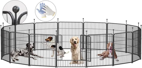 Vista 9 de Corralito para perros, 32/40/45 pulgadas de altura en resistente, plegable para interiores y exteriores, valla antióxido para ejercicio de perros