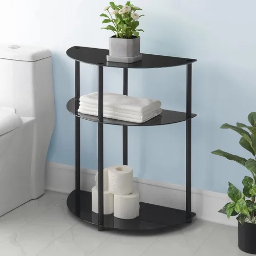Vista 8 de Convenience Concepts Designs2Go - Mesa auxiliar clásica de vidrio de 3 niveles de medio círculo de 23.75 pulgadas, mesa auxiliar moderna