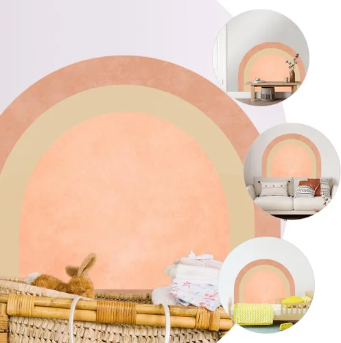 Vista 7 de Uonlytech Adhesivo de pared de arco extraíble para decoración elegante del hogar, fácil de aplicar, arte de pared semicírculo para dormitorios