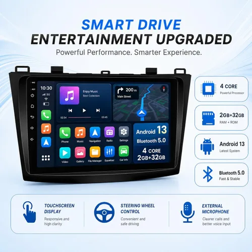 Vista 8 de Radio estéreo de coche para Mazda 3 2010 2011 2012 2013-9 pulgadas (1280 x 800) pantalla táctil con Carplay inalámbrico y Android Auto GPS WiFi