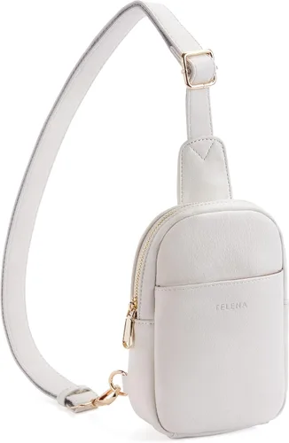 Vista 43 de Telena Riñonera pequeña para mujer, de cuero, cangureras, bolsa de pecho para mujer