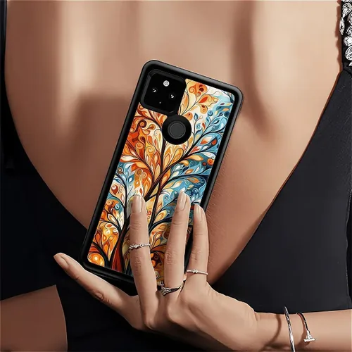 Vista 1822 de Compatible con Google Pixel 4A 5G Mobile Case Creative Acrylic Panel trasero Silicona Protección Grip especialmente diseñado para Google Pixel 4A 5G
