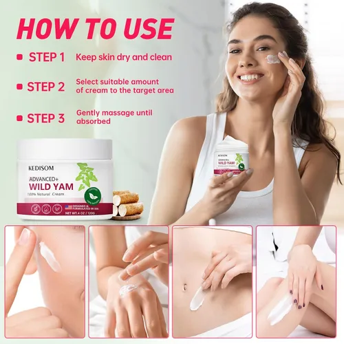 Vista 8 de Crema de ñame silvestre para rejuvenecimiento de la piel, fórmula natural con raíz de ñame silvestre, crema orgánica de ñame silvestre para suavizar