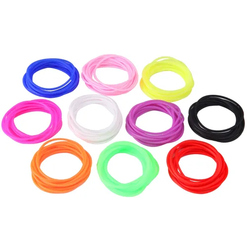Vista 3 de 120 pulseras de gelatina de silicona, no luminosas, elásticas de los años 80, bandas elásticas para el cabello para recuerdos de fiesta, adultos