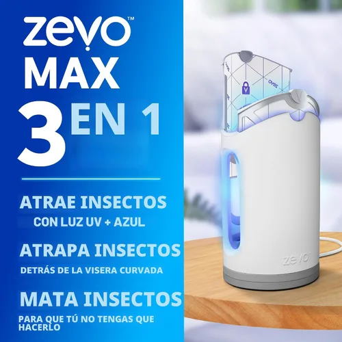 Vista 2 de Zevo MAX - Atrapa insectos y trampa para moscas para interiores, trampa de insectos voladores para mosquitos, moscas domésticas y de la fruta, uso