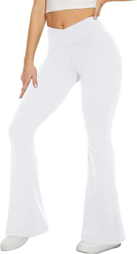 Vista 66 de TNNZEET Leggings acampanados negros para mujer, pantalones de yoga cruzados con bolsillos, corte de bota, leggings acampanados