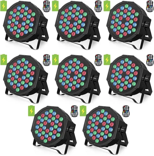 Vista 14 de HOLDLAMP Luces Par recargables de 36 W RGB alimentadas por batería, luces LED inalámbricas para DJ, activadas por sonido y control remoto para 1