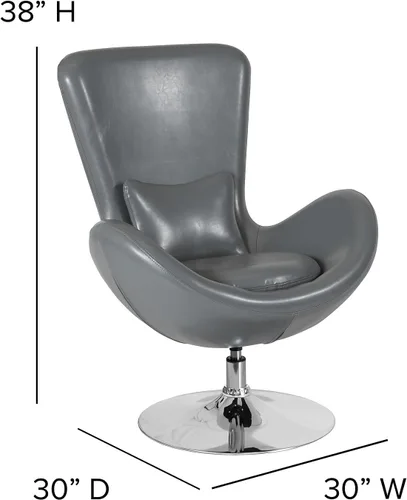 Vista 3 de Flash Furniture Egg Series Grey LeatherSoft Silla de recepción lateral Gris Leathersoft