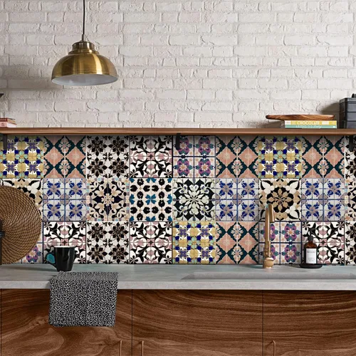 Vista 9 de Alwayspon Adhesivo para azulejos de pared moriscos para despegar y pegar, calcomanías de vinilo autoadhesivas para azulejos de cocina y baño, 4 x 4