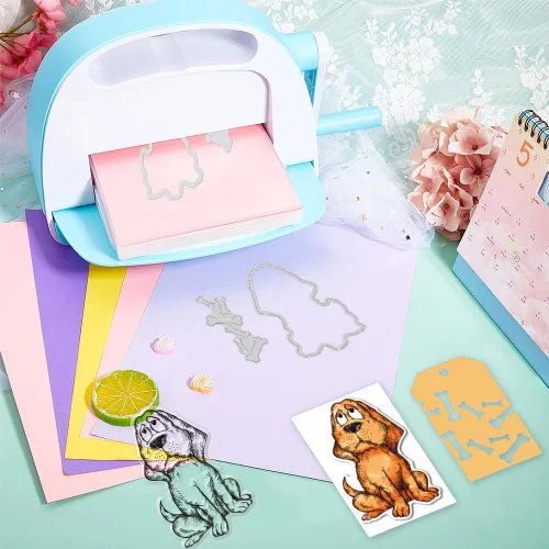 Vista 7 de GLOBLELAND Sellos transparentes de silicona para perros de dibujos animados Schnauzer Pug Dog Cutting Die Dog Claws Fondo PET Paint Craft Stencils