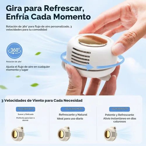 Vista 2 de Mini ventilador portátil sin aspas silencioso Blanco
