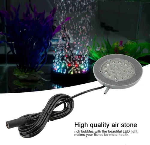 Vista 8 de LED Acuario Aire, Control de Luz Cambiante Lámpara Pescado Peces Burbuja Piedra Decoración US Plug 100 240V