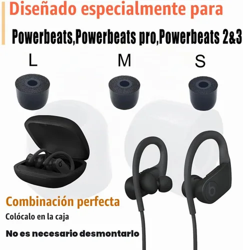 Vista 5 de Puntas de auriculares de repuesto para Powerbeats Pro, almohadillas de Espuma-Negro