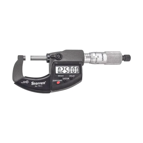 Vista 10 de Starrett Micrómetro electrónico métrico/métrico sin salida – dedal de fricción de una pieza, acabado cromado satinado, rango de 0-1 pulgada