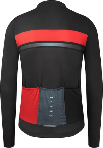 Vista 2 de GCRFL Camiseta de ciclismo para hombre, manga larga, camiseta de ciclismo de carretera, bolsillo con cremallera, ligera, ajuste profesional UPF 50+