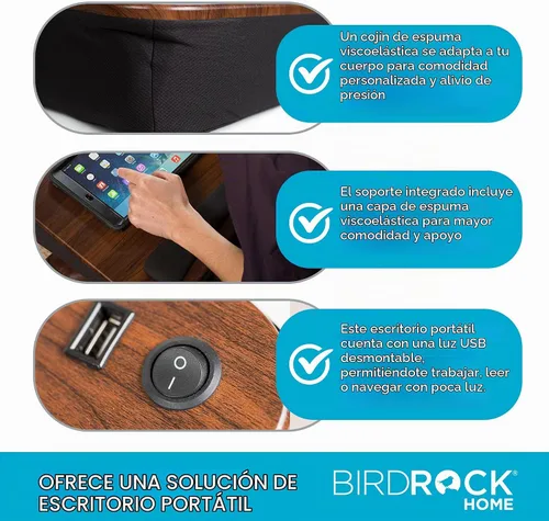 Vista 5 de Sofia + Sam Escritorio de regazo de espuma viscoelástica con luz USB (5035)