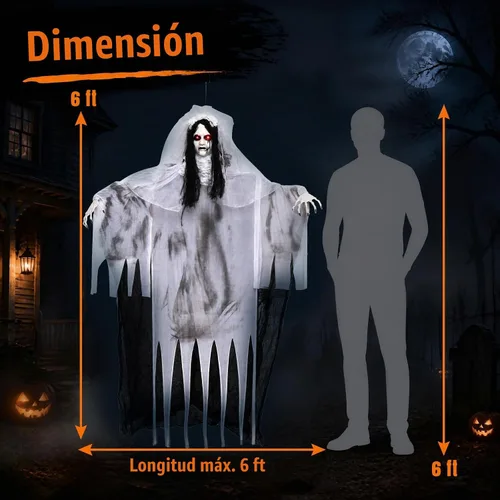 Vista 5 de Tangkula Decoración animada de Halloween de novia fantasma de 6 pies