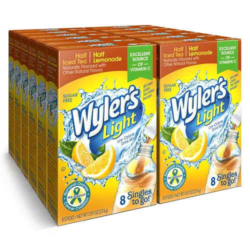 Vista 10 de Wyler's Light Paquetes de polvo Singles to Go, mezcla de bebida de agua, paquete variado de 40 unidades, limonada rosa, fresa y arándanos, sin