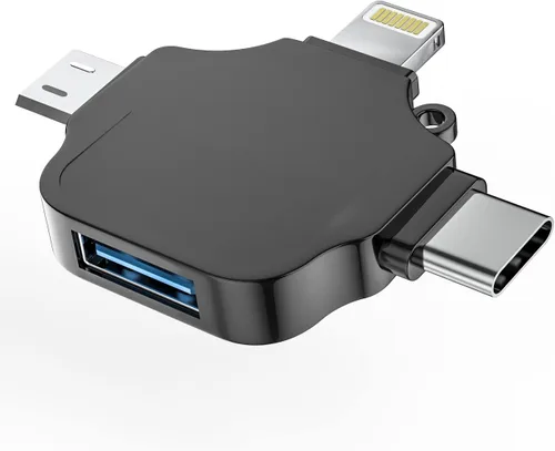 Vista 8 de Adaptador USB OTG 3 en 1 USB-A 3.0 hembra a tipo C Micro Lightning macho compatible con Apple Iphone15 Ipad Pro Air Min 14 13 12 LG Android