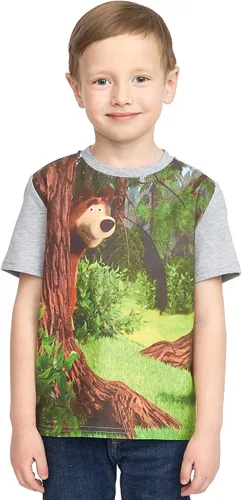Vista 4 de Masha and the Bear - Camiseta con diseño de oso con texto "Oso escondido detrás del árbol", lavable a máquina