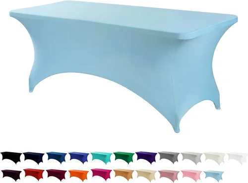 Vista 17 de Peomeise - Funda de mesa de elastano de 4 pies, mantel rectangular elástico de elastano (verde manzana, 4 pies)