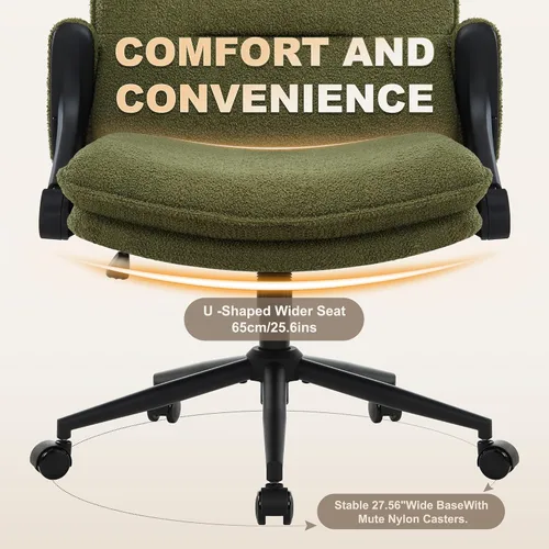 Vista 9 de IWMH Silla de oficina Criss Cross con brazos abatibles y ruedas tapizada Verde