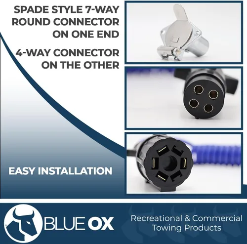 Vista 3 de Blue Ox BX88254 Cable eléctrico en espiral de 7 cables a 4 cables