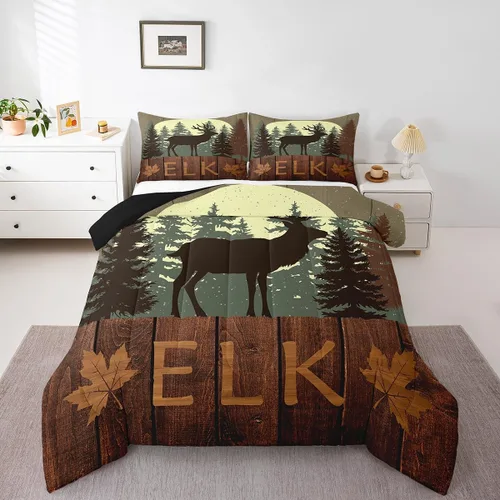 Vista 18 de Castle Fairy Cute Giraffe Bedding Set Twin Size 2 Pcs,Lodge Cabin Jungle Rustic Style Comforter Set for Kids Teens Adults,Wild Animal Pine Trees