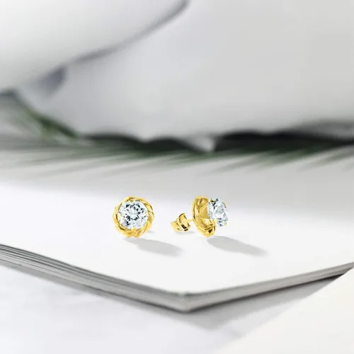 Vista 113 de Gem Stone King Aretes de plata de ley 925 de 0.236 in con piedra natal redonda para mujer