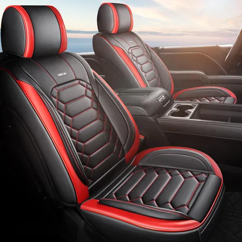 Vista 11 de FREESOO - Funda de asiento personalizada Silverado 1500/2500/3500 2014-2018, color negro custom fit, faux leather, waterproof, 5 seats, airbag