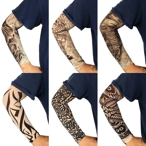 Vista 7 de Juego de 12 mangas temporales para tatuaje, para hombres y mujeres, Multicolor-C