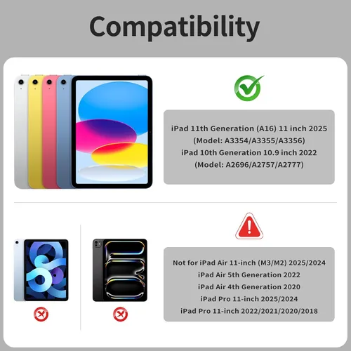Vista 2 de kenke Funda para iPad (A16) de 11ª generación de 11 pulgadas 2025, iPad de 10.9 pulgadas 2022 con soporte para lápices, funda de marco de TPU suave