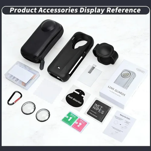 Vista 6 de Kit de protección de cámara para insta 360 X4 Air Accesorios Incluye-Protector de pantalla/Protector de lente/cubierta protectora de silicona/funda