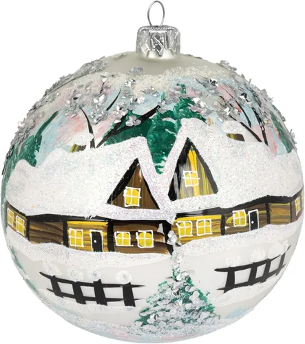 Vista 26 de Adorno de Navidad de Polish Gallery, Explosión Invernal, Bola de Vidrio Soplado (Oro, 6-pulgadas Ø/150mm)
