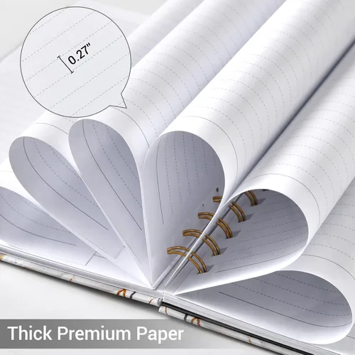 Vista 4 de Cuaderno/diario rayado: diario forrado con papel grueso de primera calidad, 8.5 x 6 pulgadas, cuaderno rayado universitario, con exquisito bolsillo