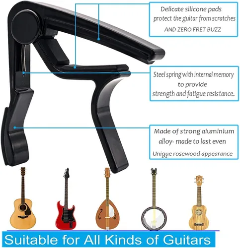 Vista 3 de Cejilla de guitarra para guitarra eléctrica acústica (negro Cpao)