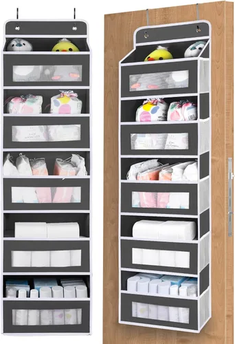 Vista 9 de Organizador de Almacenamiento de Bolsillos Mejorado para Puerta, 5 Estantes de Organizadores Colgantes para Puerta con 10 Bolsillos de Gran