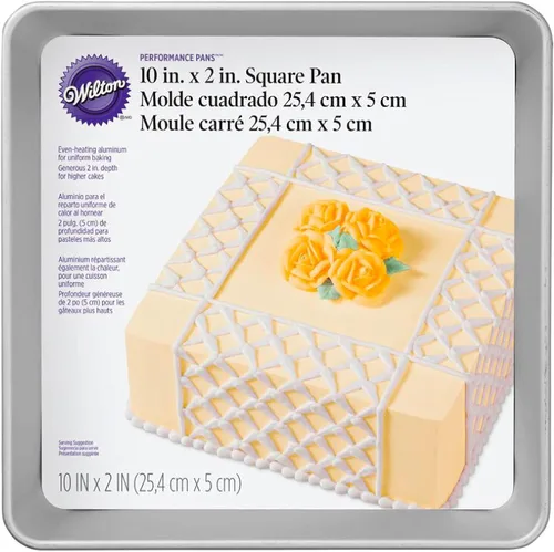 Vista 2 de Wilton Performance Pans - Molde cuadrado de aluminio para brownie y pastel, 12 x 12 pulgadas, color plateado