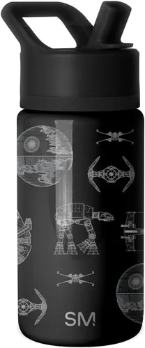 Vista 46 de Simple Modern DC Comics Batman - Botella de agua para niños con tapa con pajilla, vaso aislado de acero inoxidable de 14 onzas para niños, vaso a