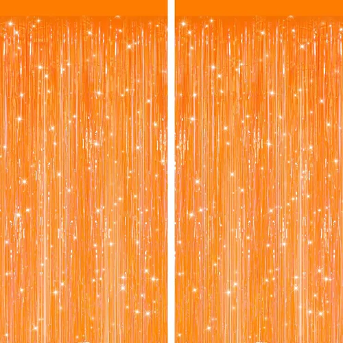 Vista 11 de Paquete de 2 cortinas de flecos de papel de oropel metálico negro, serpentinas de puerta, telón de fondo para cabina de fotos para fiesta