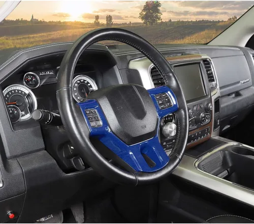 Vista 4 de Hoolcar Funda interior para volante de ABS compatible con accesorios Dodge RAM 2010-2017, color azul