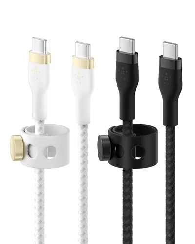 Vista 13 de Belkin BoostCharge Pro Flex Cable de Carga USB-C a USB-C Trenzado (2M/6.6 pies), Cable de Carga Rápida USB-IF para iPhone Serie 16, MacBook Pro