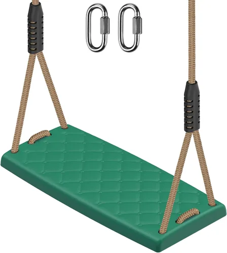 Vista 23 de SELEWARE Asiento de columpio resistente con cuerda ajustable, columpio de A: Asiento oscilante negro (1 paquete)