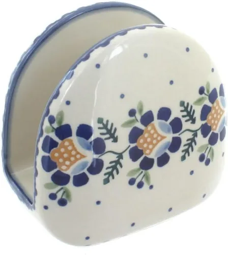 Vista 9 de Blue Rose Polish Pottery - Servilletero de Puntos Pequeños Azules - 5" x 5" - Servilleteros de Cerámica, Accesorios Decorativos para Mesa de Comedor