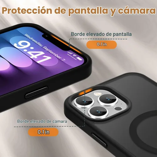 Vista 5 de YENAPOON Funda magnética mate para iPhone 13 Pro, color negro