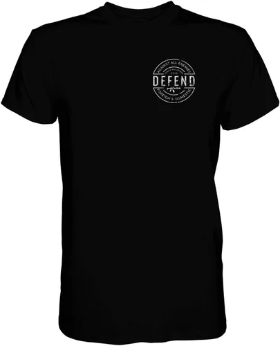 Vista 2 de Defend Against All Enemies - Camiseta de manga corta para hombre