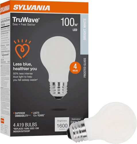 Vista 20 de LEDVANCE Sylvania - Bombilla LED TruWave Natural Series A19, equivalente a 75 W, eficiente 11 W, 1100 lúmenes, base media, regulable, esmerilada