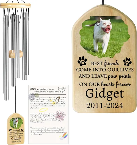 Vista 22 de Jocidea - Campanillas de viento personalizadas para gatos en memoria de gato, regalo por pérdida de gato, regalo de condolencia de mascota, regalo